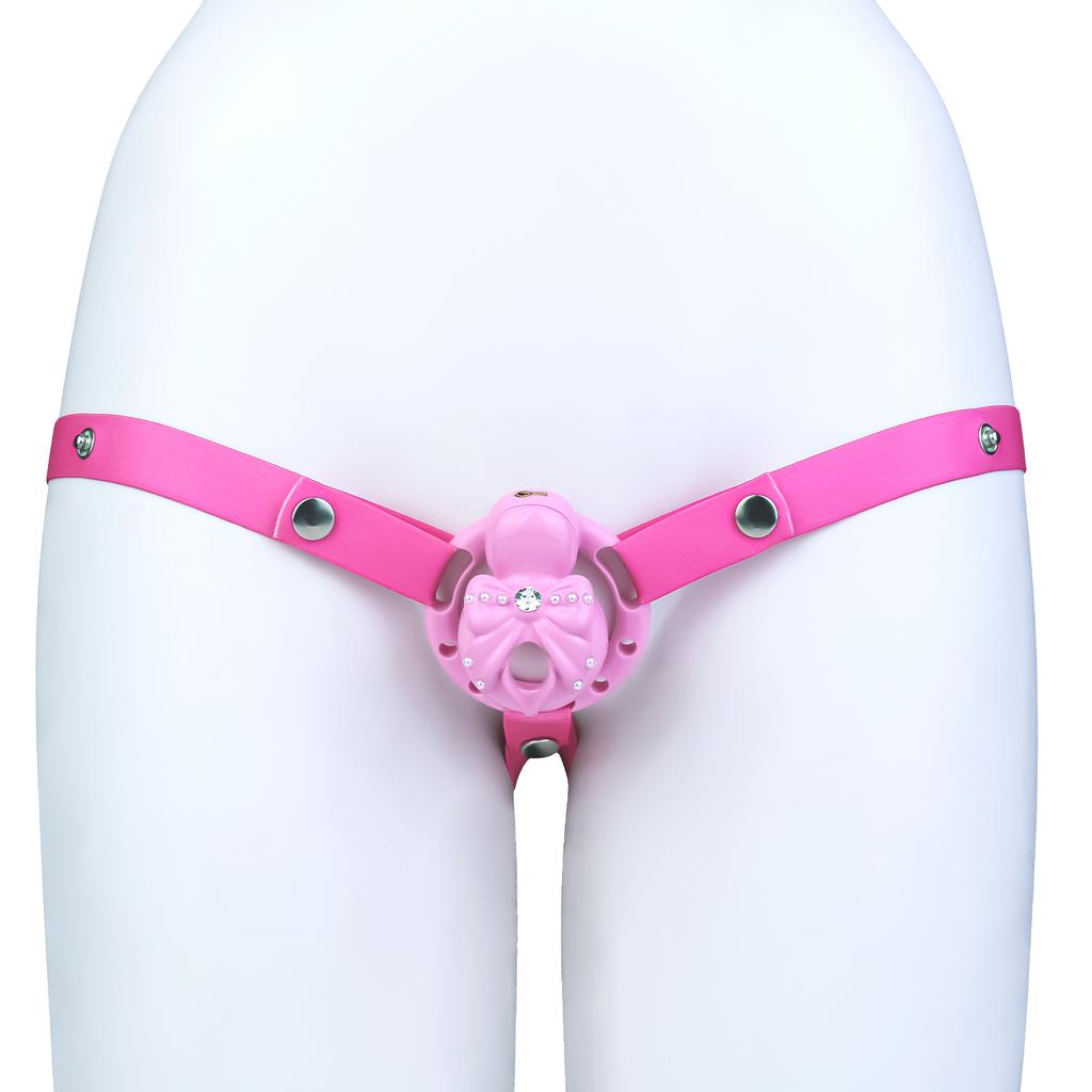 ANOSX butterfly Design pink Penis Cage Chastity Lock ABS Resin Cock Cage BDSM Penis Lock and Key Chastity Device for Men