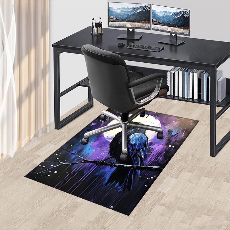 Night Raven Theme Office Carpet Chair Mat: Office Rug for Desk, Large Floor Mat for Home Decor, Sofa