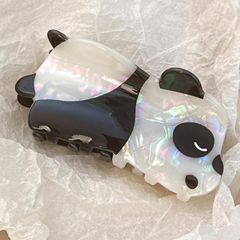 Cute Panda Flower Acetate Hair Claw – Chinese Shark Clip for Back & Side Bangs, Perfect Gift for Women Accessories for Women