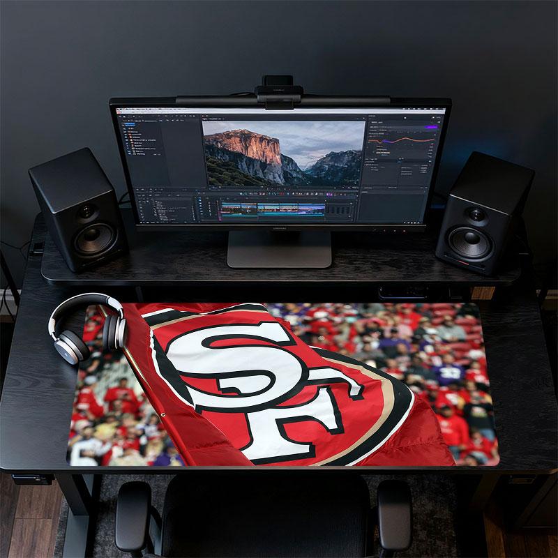 SF 49ers Mouse Pad, Large Gaming Desk Mat, Non-slip XXL Mousepad for Laptop & Tablet, Mini PC Playmat with Stitched Edges