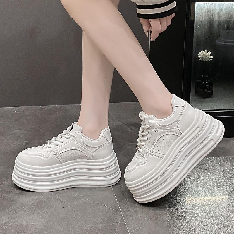 

Модная обувь на высокой платформе Женская Весна Осень Массивные кроссовки Дизайнерская толстая подошва Кожаная спортивная обувь Дышащие кроссовки Женские 35 белый