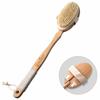 Detachable Wooden Bath Brush with Long Handle + Silicone Body & Face Scrubber With 4-Piece Set + Natural Loofah Pads + Bamboo Silicone BodyScrubbe