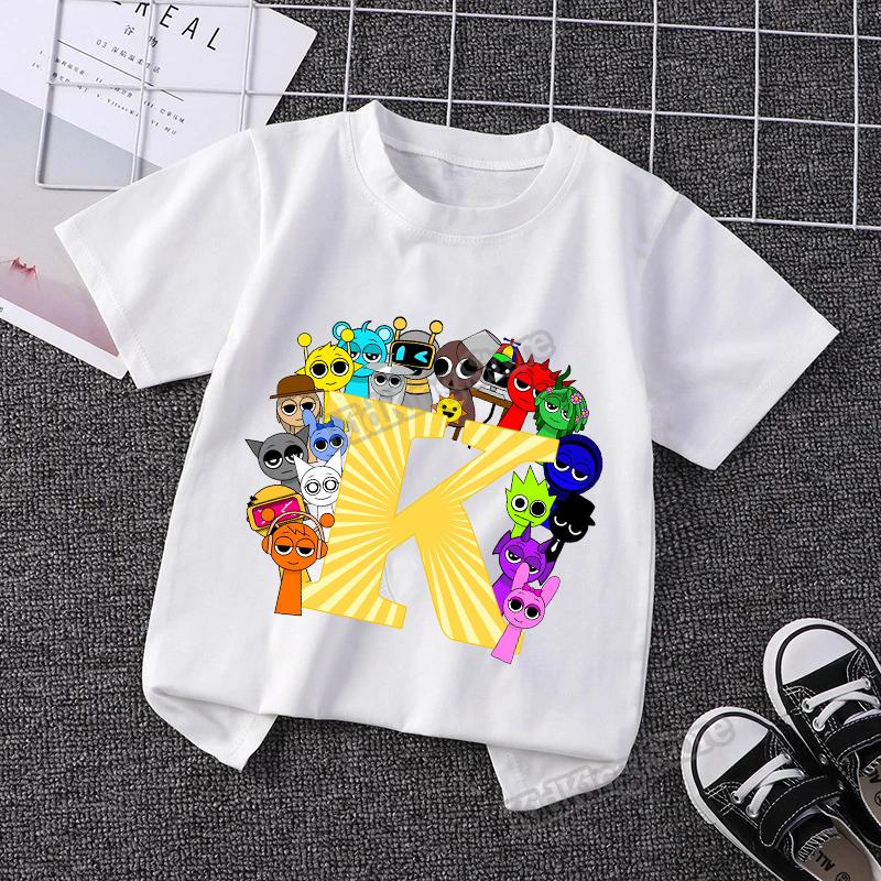 Children's T-shirt A-Z letter T-shirt cute cartoon boy and girl clothes