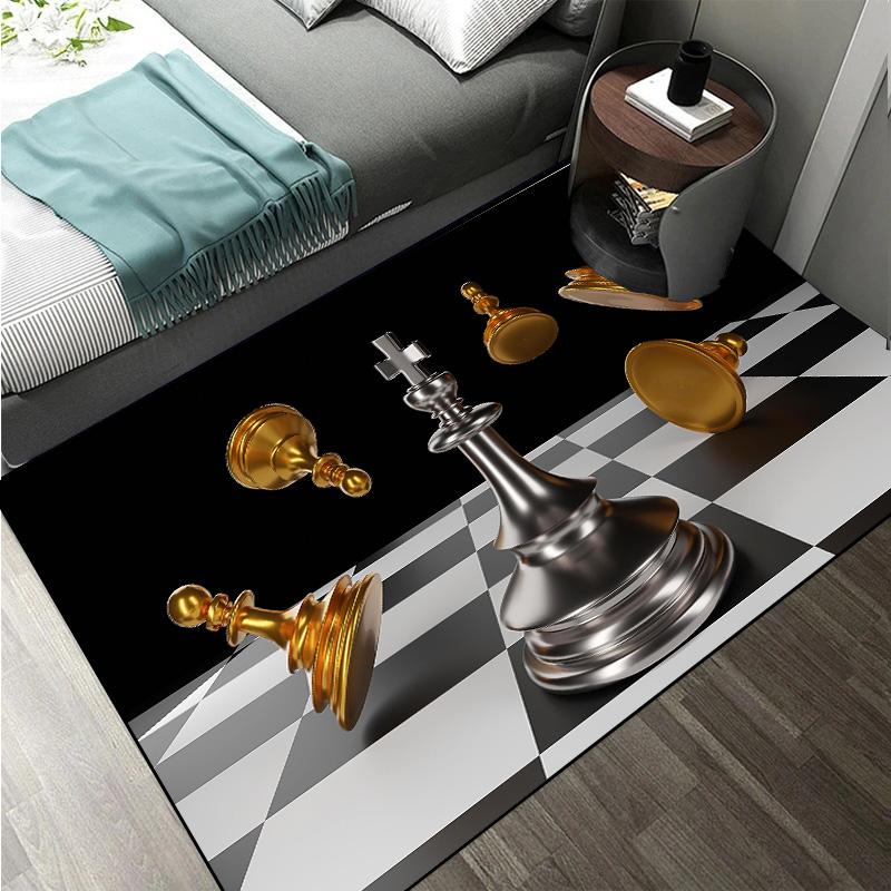Intelligence Game Chess Printed Carpet King Queen Rook Bishop Knight Pawn Living Room Sofa Grid Floor Mat rugs