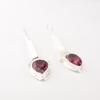 Rhodolite Gemstone 925 Stamped Silver Jewelry Handmade Earrings 2.3" For Sister EE-166-10