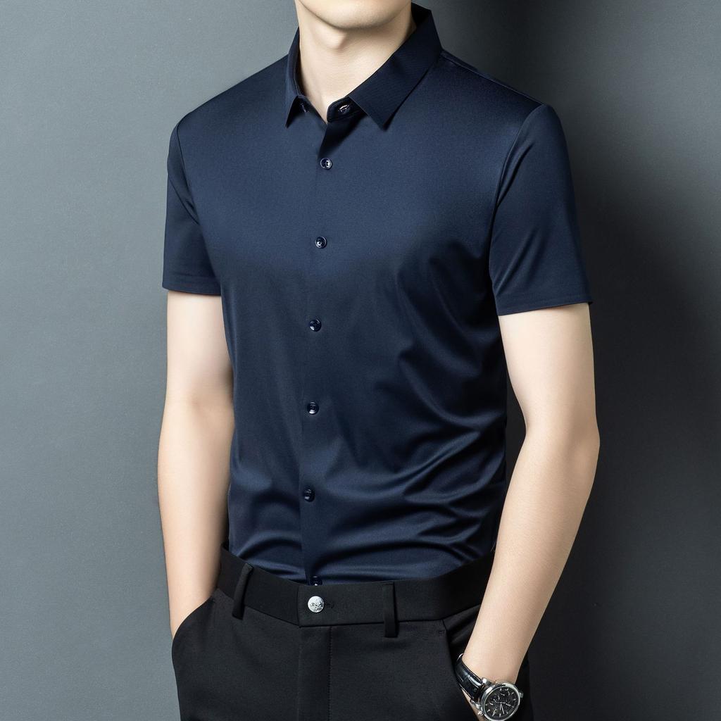Short Sleeve Shirt Men's Summer Lapel Collar Business Casual Versatile Top