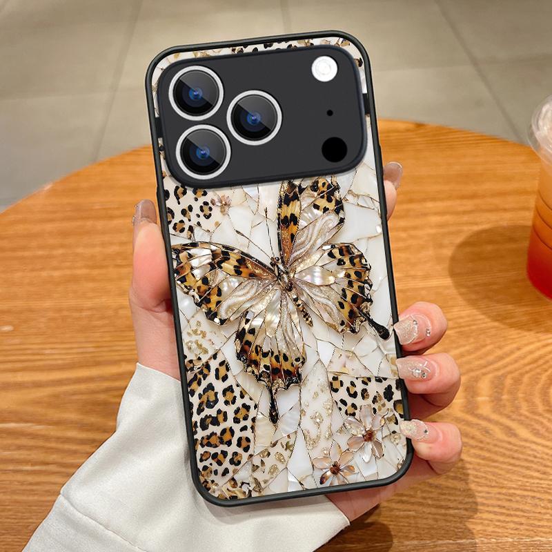 Thin Ring Magnetic For Magsafe Case For iPhone 17 Pro Max Case iPhone 16 15 14 13 Pro Max 17E Butterfly Print Hybrid TPU+PC Matte Cover