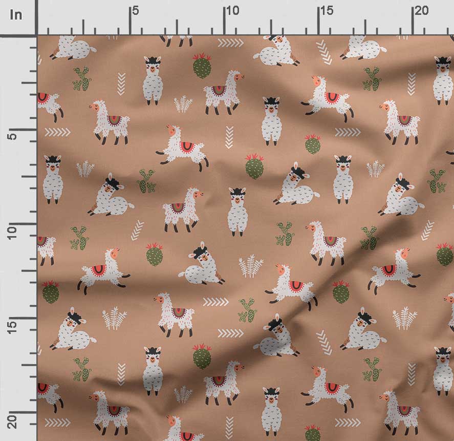 Soimoi Llama Alpaca Print,  Cotton Cambric, Quilting Fabric Sold by The Yard 42 Inch Wide, Medium Weight Cotton Fabric, Sewing  Supplies,