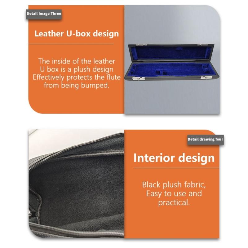 17 Holes Flute Bag Dustproof Flute Carrying Case Padded PU Leather Flute Storage Case Flute Box Flute Protective Handbag