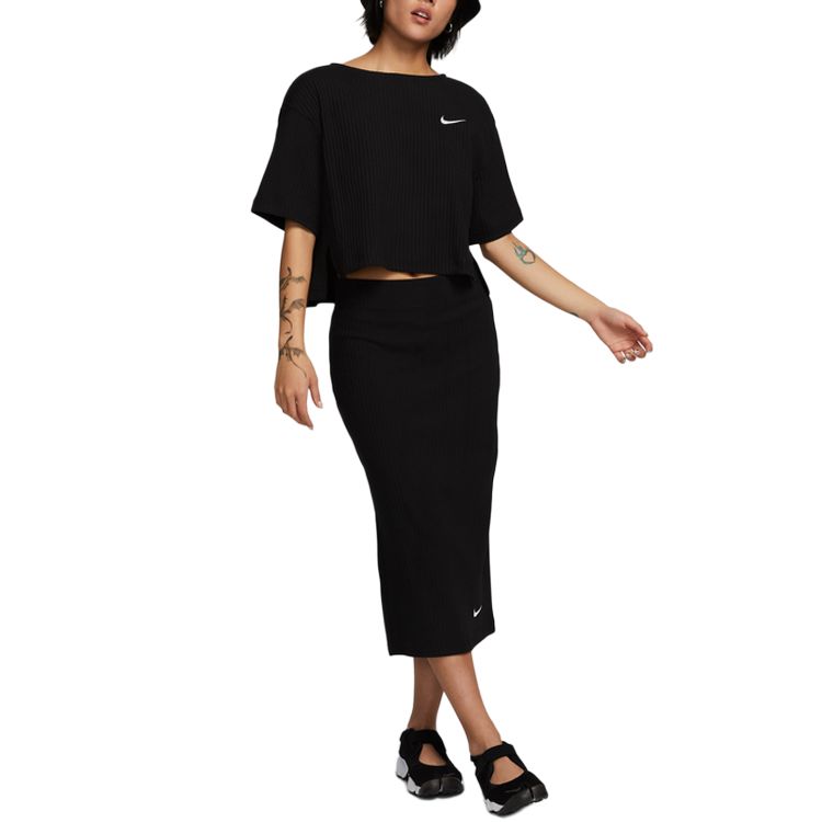 New Nike Sportswear As W Nsw Rib Jrsy Skirt Black DV7957-010