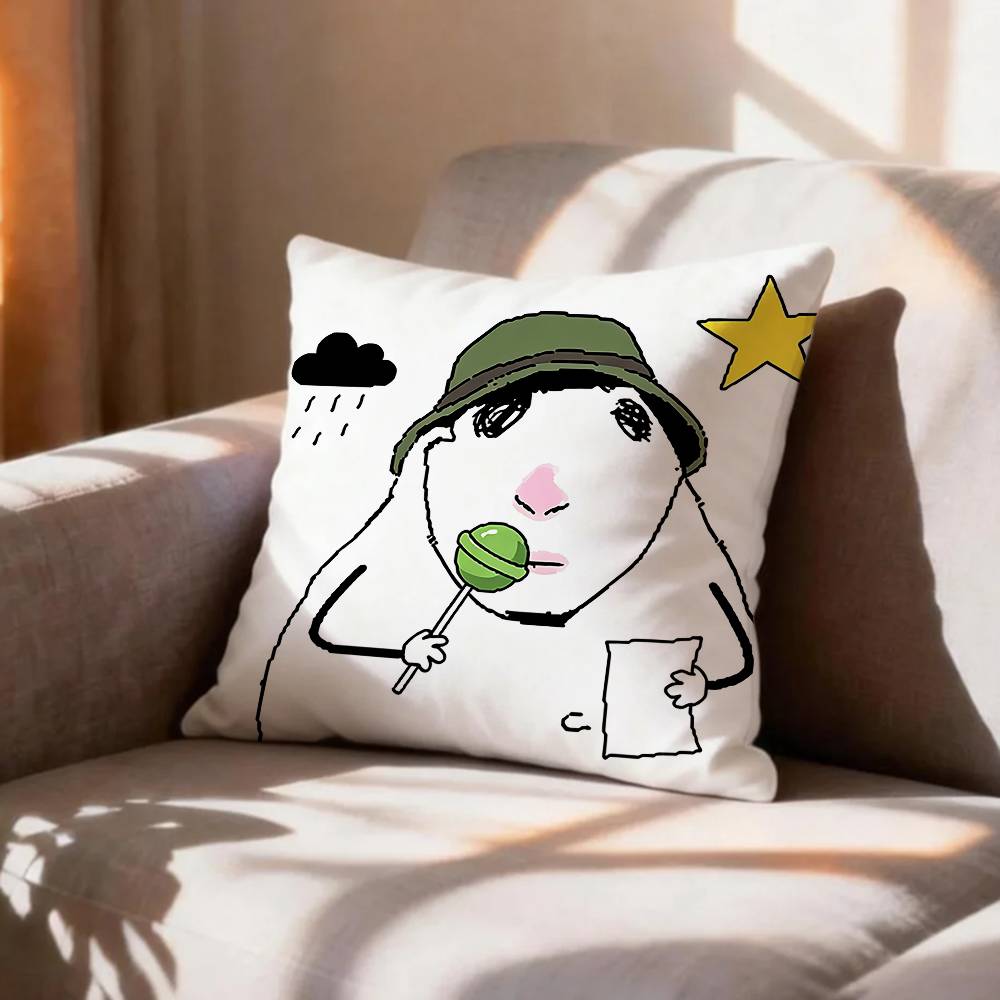 CartoonHCHamster Caveman Pillow Case Pattern Printed Pillowcase For Living Room Sofa Cushion Cover