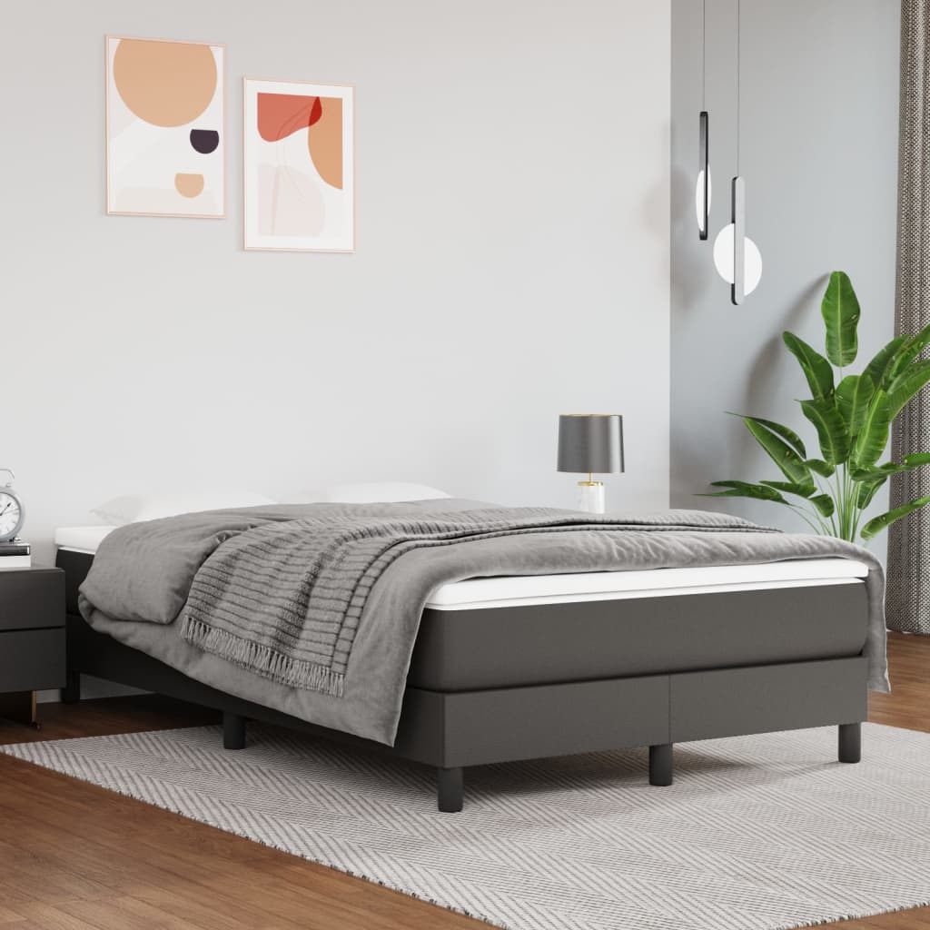 Box Spring Bed Frame Gray 120 X 200 Cm Faux Leather