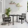 Garden Dining Set 3 Pcs Black Poly Rattan