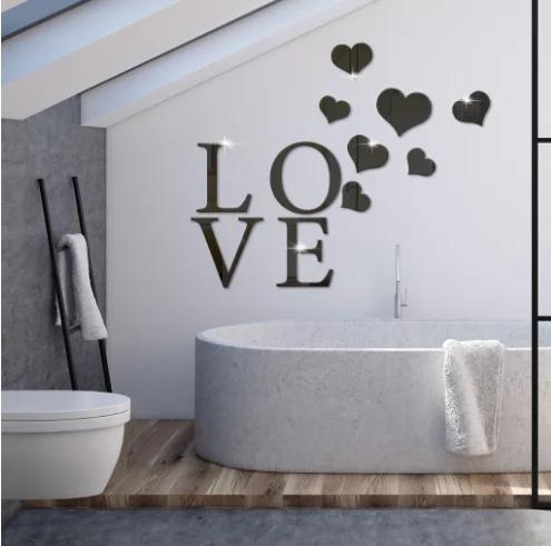 Acrylic LOVE Letter Mirror Sticker Bedroom Living Room Decorative Wall Stickers
