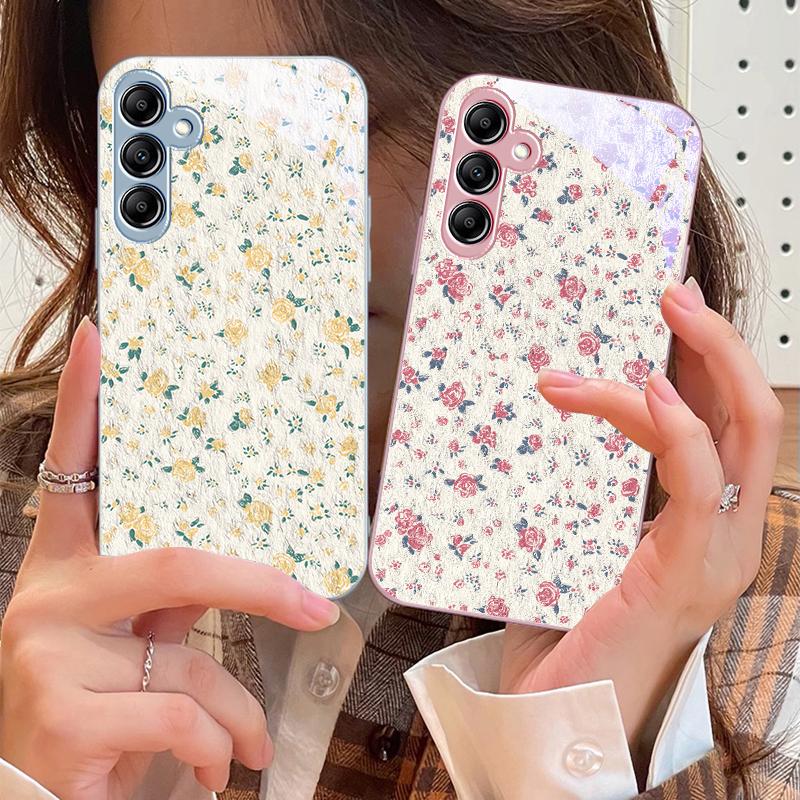 Rose Pink Flowers For Samsung Galaxy A14 4G 20 30 52 20S 21S 22 A32 33 34 42 50 51 53 54 70 71 72 73 5G Glass Phone Case