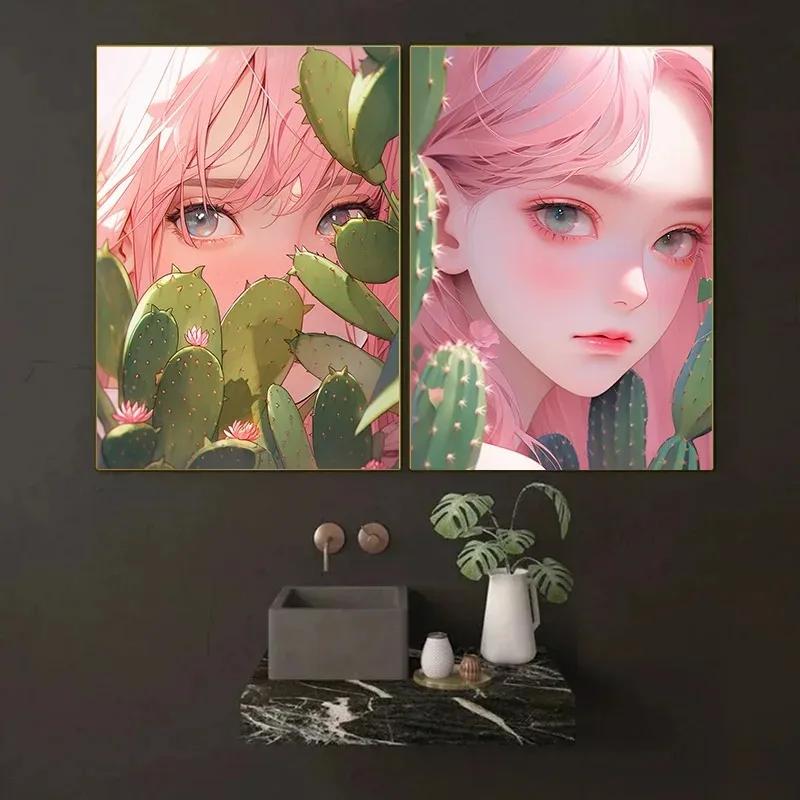 Girl Look Back and Smile Decor for Minimalist Wall Print Canvas Posters for Living Room Modern Home Decor