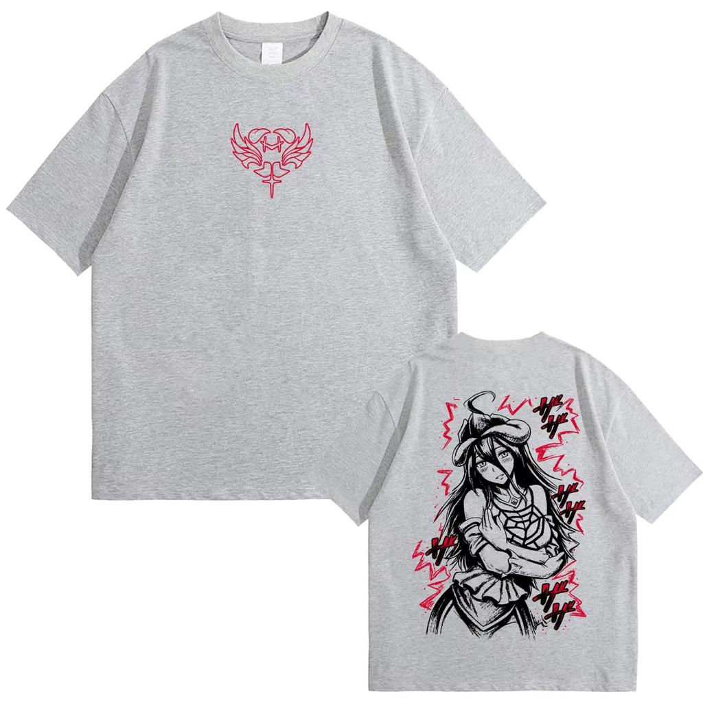 Anime Overlord Albedo Graphic Print Unisex Summer Casual Loose‑Fit Crew‑Neck Short‑Sleeve T‑Shirt Men's Fashion Vintage Comic Streetwear T‑Shirt