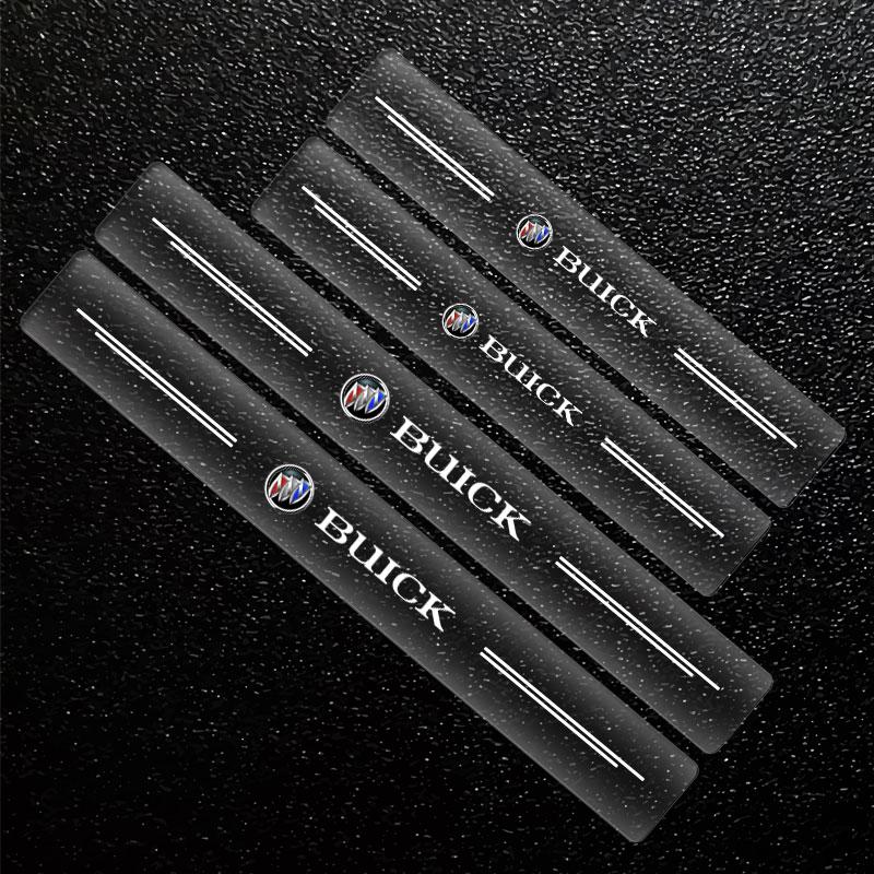 4Pc Car Threshold Protector Transparent Decorative Badge 3D Sticker For Buick Verano Velite Lesabre Riviera Avenir GL6 GL8 Envision Excelle