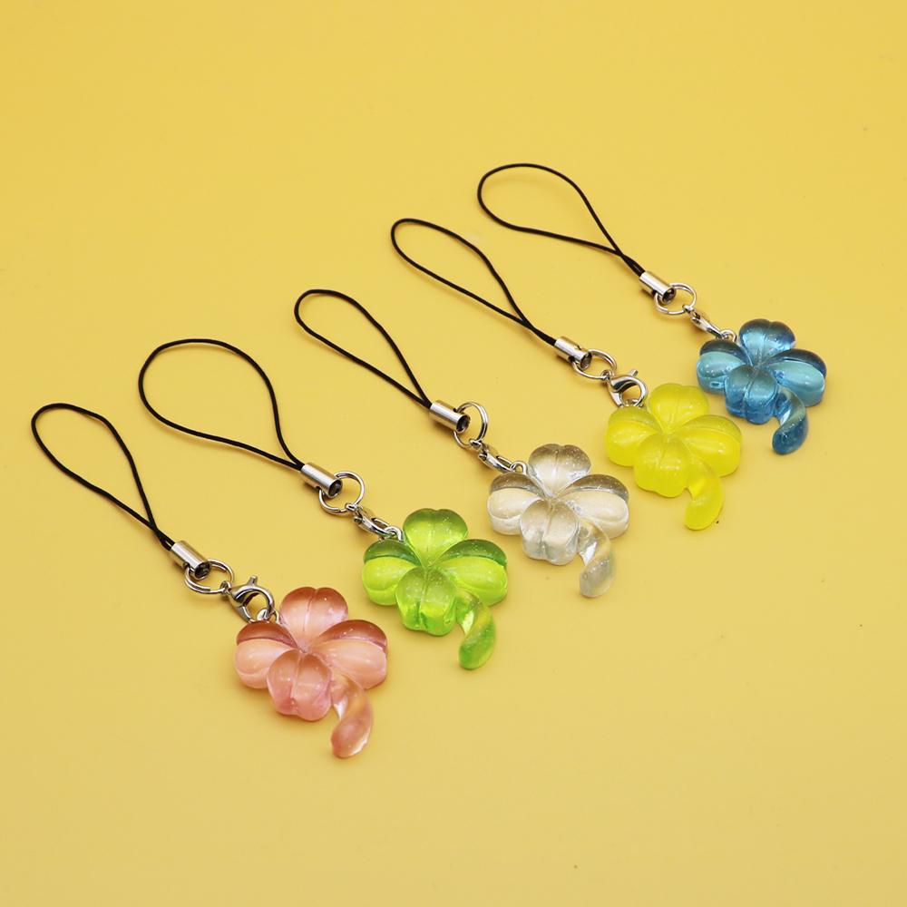 Cute Lucky Leaf Phone Charms Pendant Kawaii Keychain Cases For iP 14 Y2K Sweet Lanyard Accessories Ins Korea New