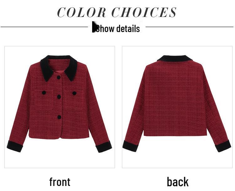 Genuine French Lapel Jacket: Women's Autumn/Winter Angora Red Wool Coat