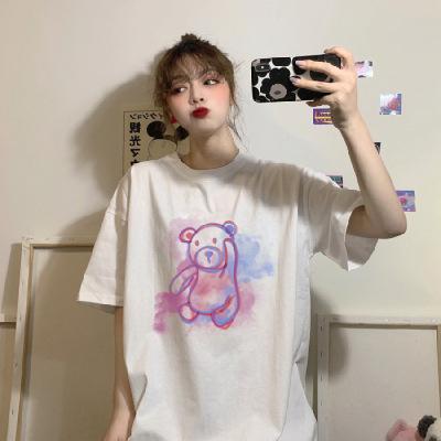 Summer New Student Tops Dark Korean Version Loose Printing Short-sleeved T-shirt Women's Ins Tide