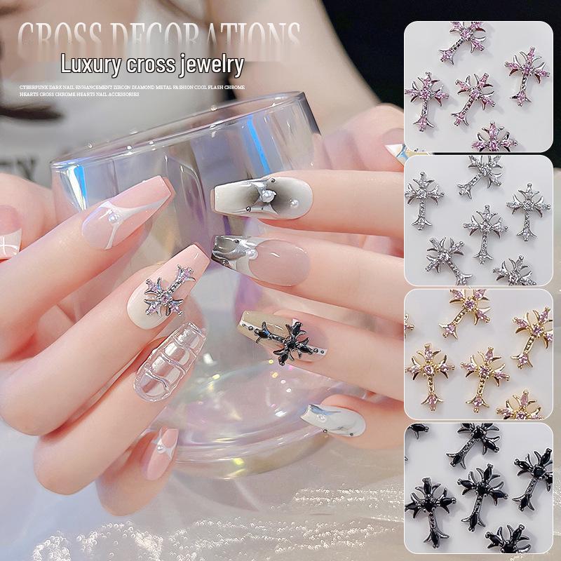 

Zircon Vintage Chrome Hearts Punk Style Nail Art Rhinestones & Metal Accessories