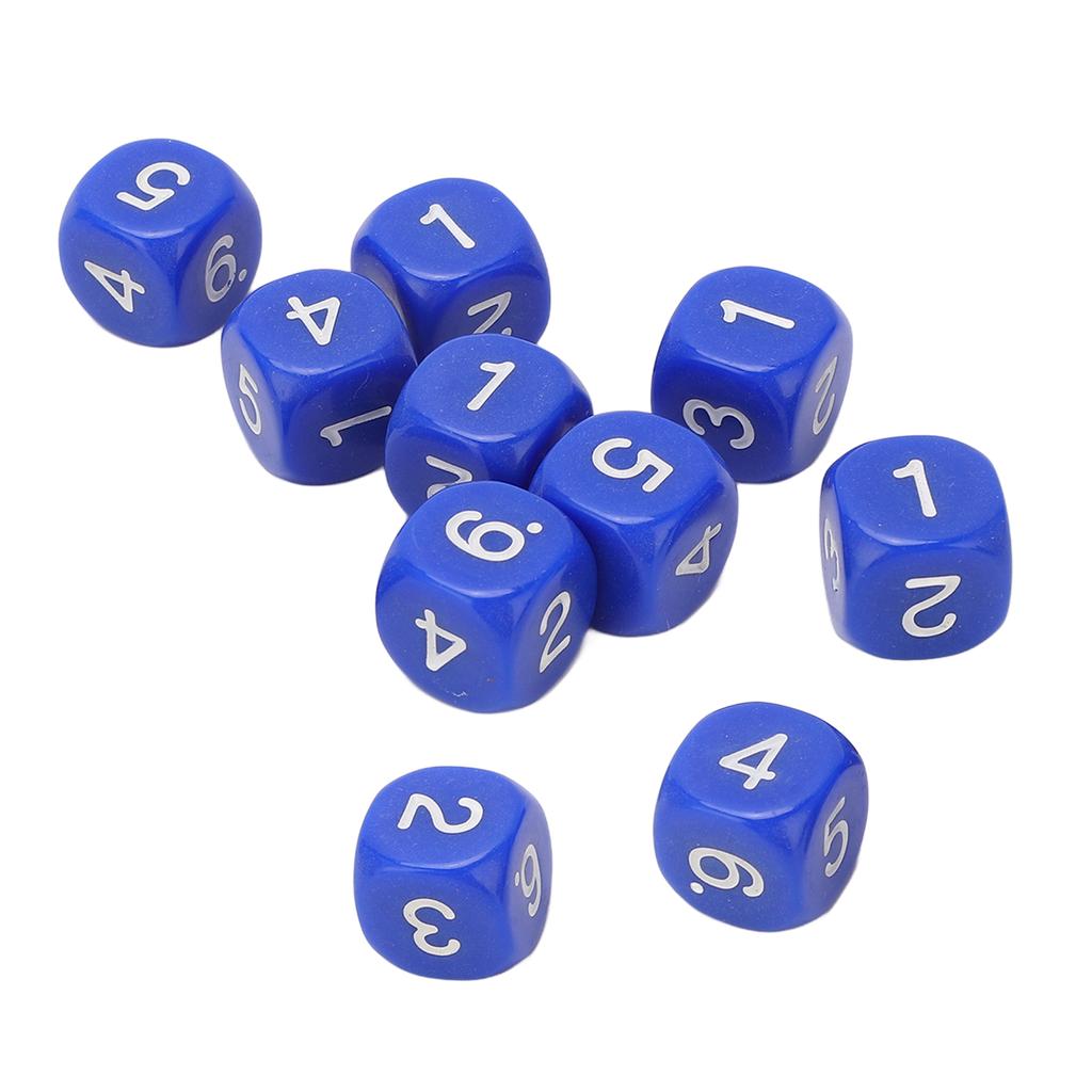 20PCS 6 Sides Number Dice Round Corner Design Plastic Dice Set Board Game Teaching Tools Blue