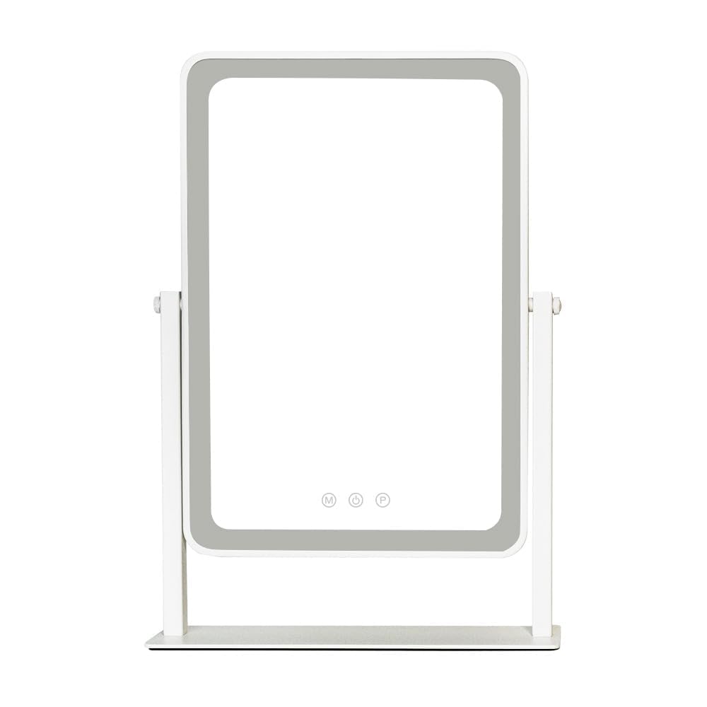 2025 Latest Rechargeable Actress Tabletop Lighted Makeup Hollywood Mirror 10x LED Three Color Lighting Stepless Adjustable Rotation USB Popular