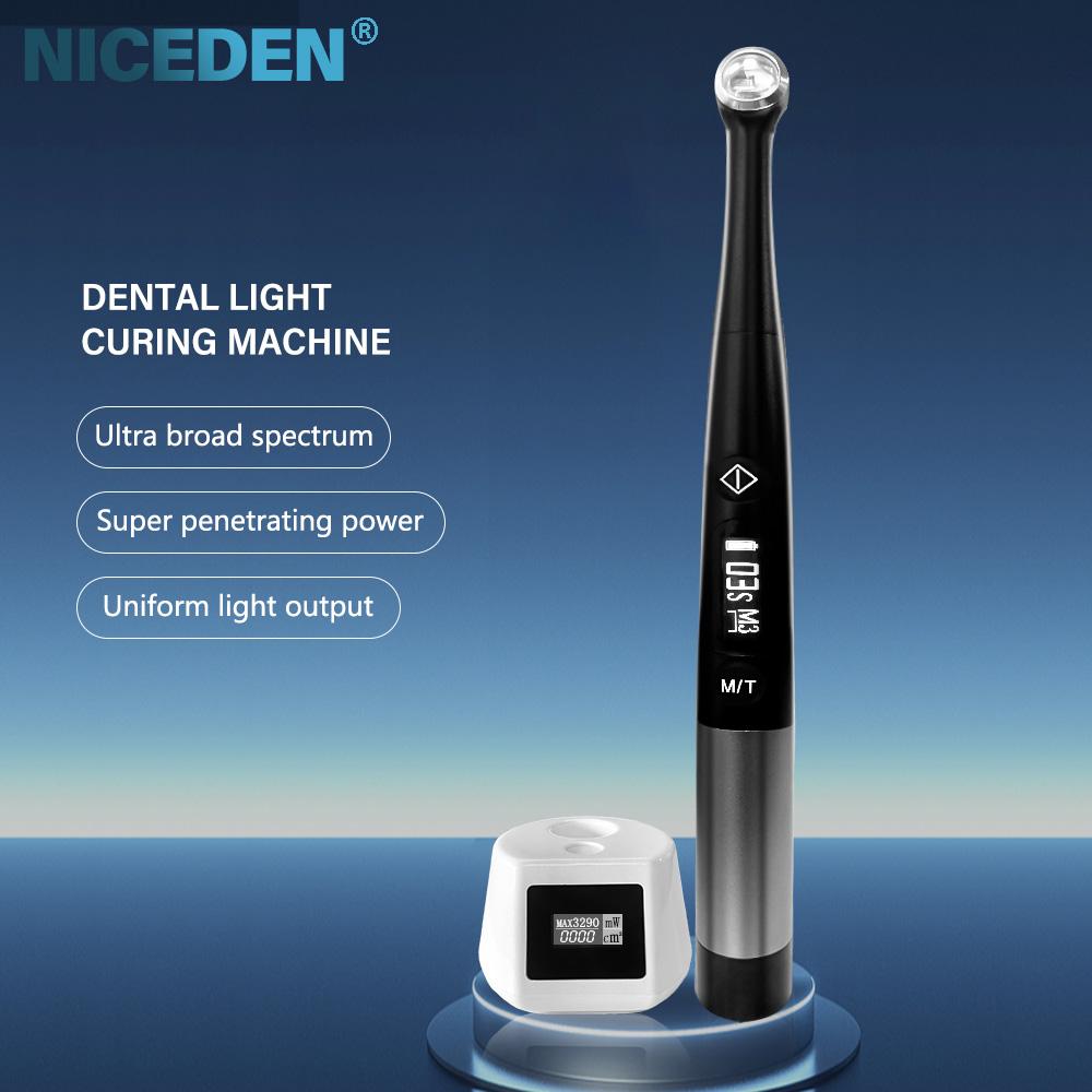 Niceden 3000 mw/cm2 Hambaravi Valguskõvastuslamp 1 Sekund Kõrge Võimsusega Kõvastamine 7 Režiimiga Kaariesedetektor LED Kõvastusvalgus
