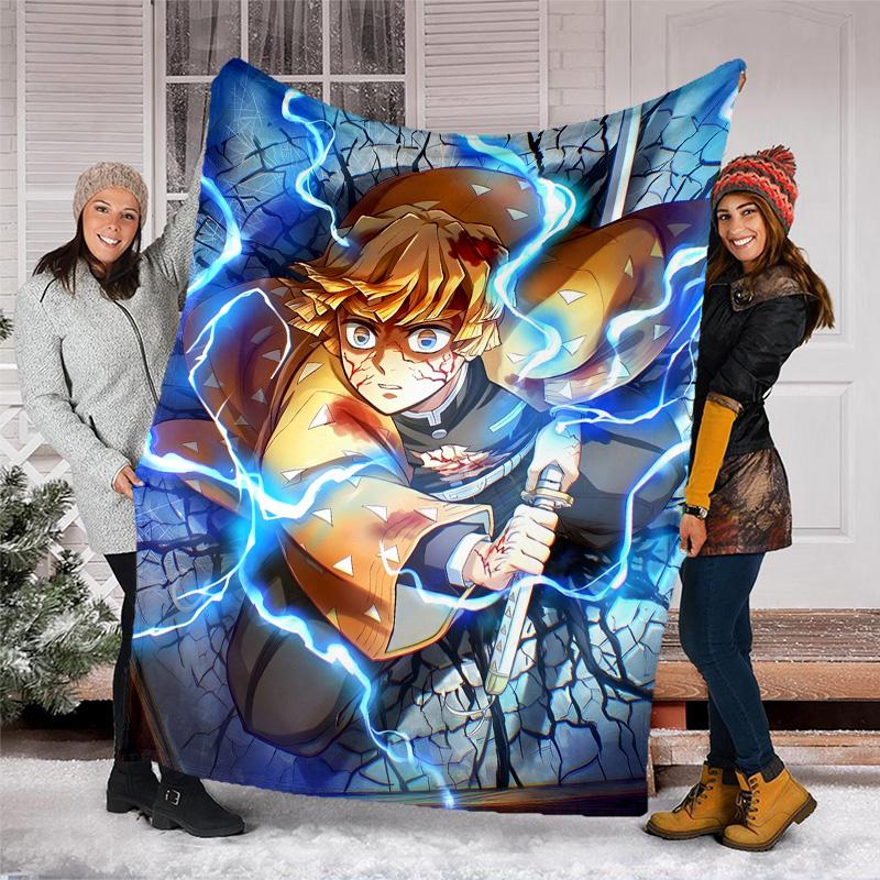 1pc Agatsuma Zenitsu (6) Theme Blanket - Digital Print, Polyester, Cozy for All Seasons, Perfect for Outdoor, and Travel