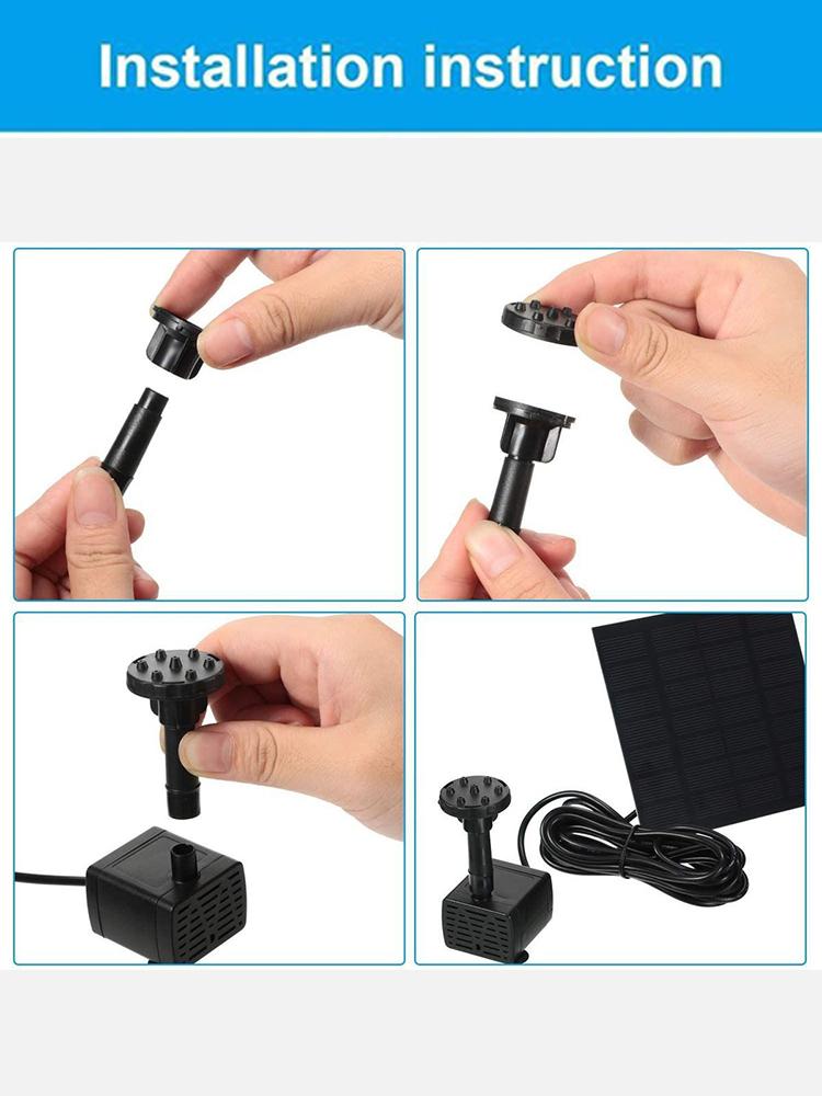 1PC 1.5W/2.5W Solar Fountain Pump for Square Bird Bath Outdoor Pond Garden Water Feature Floating