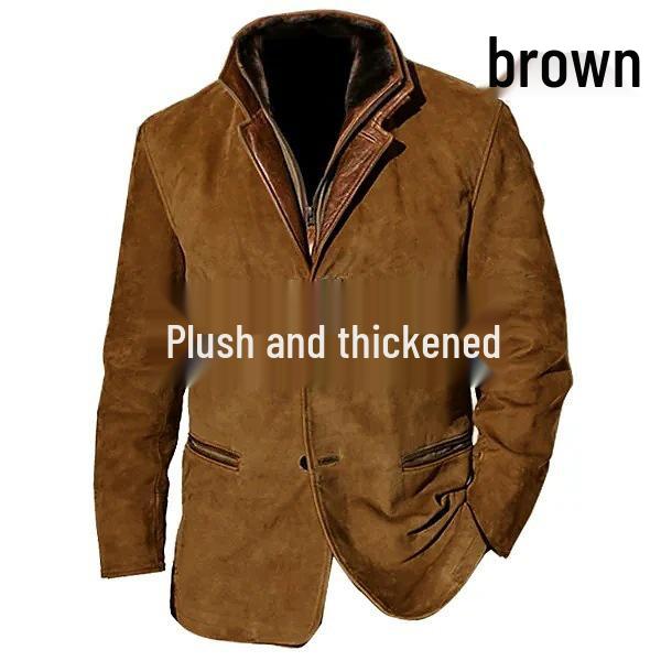 Spring/Autumn Men's Retro Patchwork Jacket - European/American Style Casual Lapel Coat