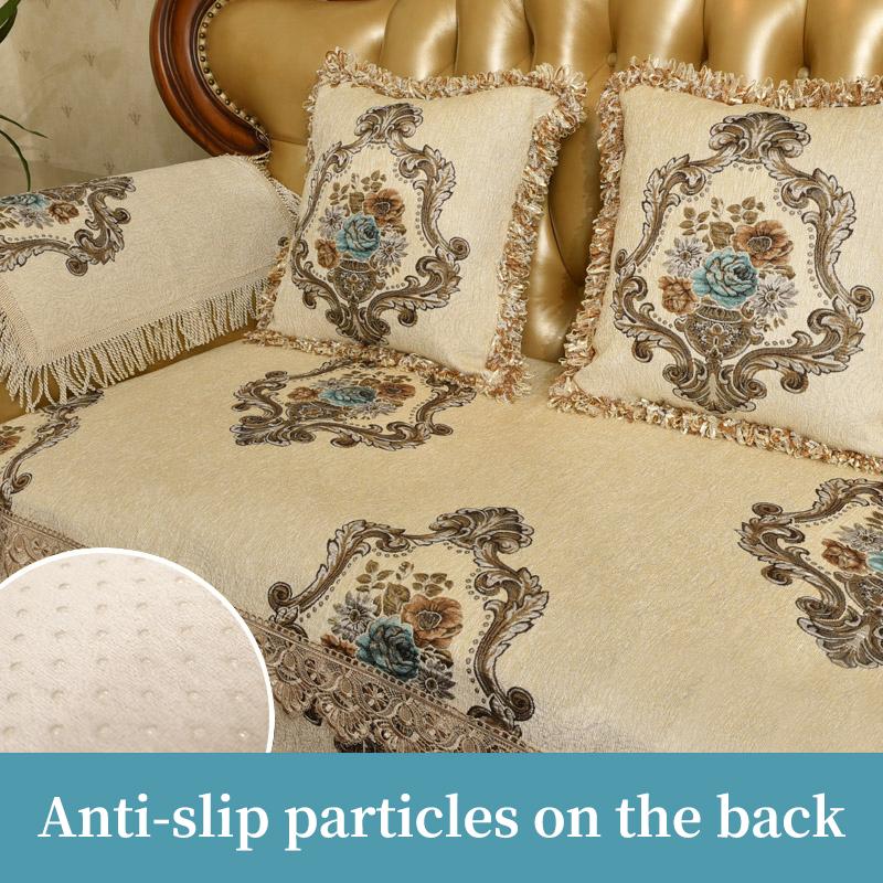 Luxury Jacquard Sofa Cushion European Living Room Decoration Sofa Cover Four Seasons Universal Anti Slip Chenille Couch Covers
