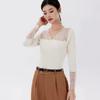 New Long-sleeved Black Thermal Top Simple and Versatile Inner T-shirt Slim Fit Lace Shirt for Women