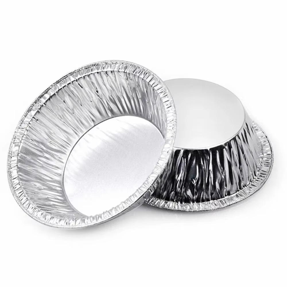 100Pcs Round Tart Pan Disposable Pie Tin Cake Mold Shell Egg Tart Mould  Baking Cup