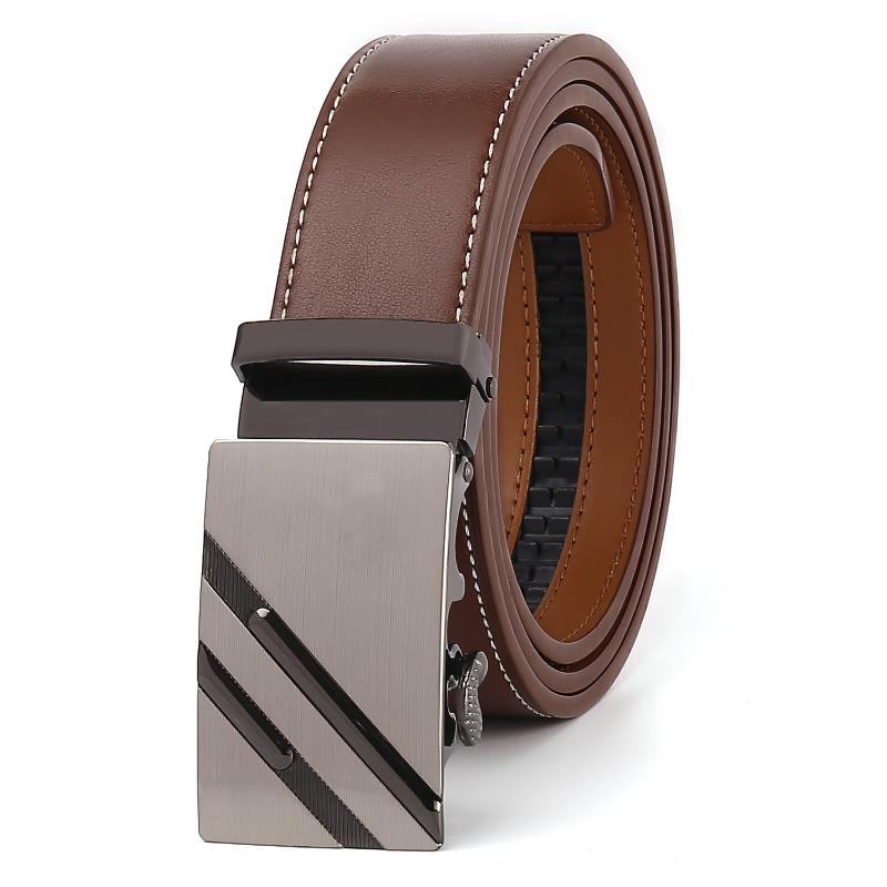PULO Men's Automatic Buckle Leather Belt Durable Belt High Quality Comfortable Belt