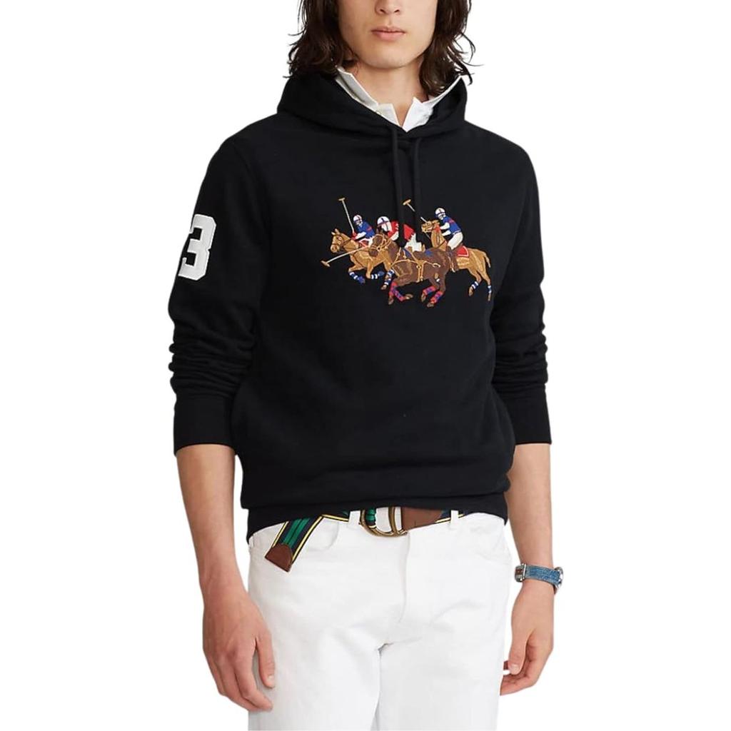 Polo Ralph Lauren Logo Print Embroidered Hoodie Long Sleeve Men Hoodies Black 710823853-006