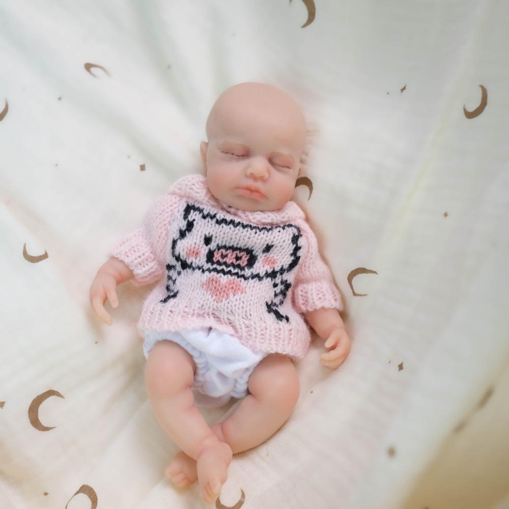 8 Inch Real Like Miniature Baby Reborn Dolls LouLou Sleeping Soft Full Solid Silicone Emulation Doll Alive Bebe Newborn Doll for Child for Christmas