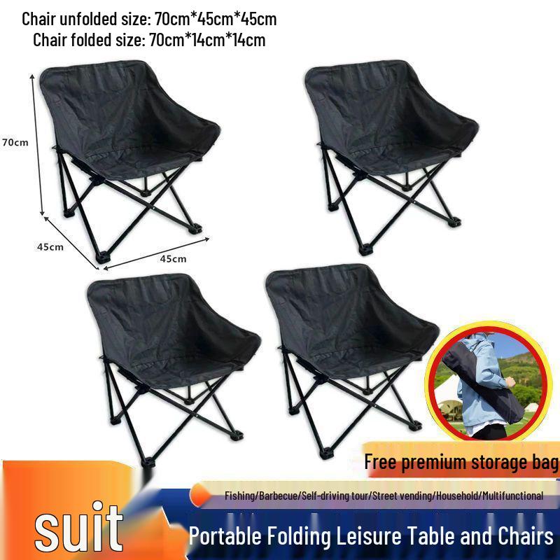 A1R Outdoor Folding Moon Set: Portable Casual Picnic Table & Chair with Backrest