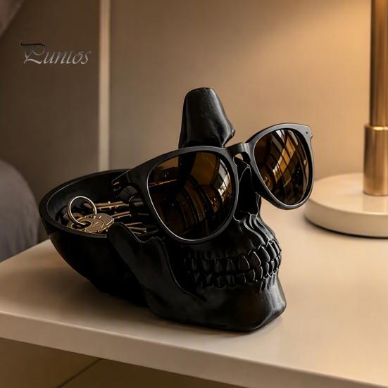 Entryway Key Tray 3D Printed Skull Desk Organizer Tray, Novelty Eyeglass Holder with Nose Rest, Small Item Organization Creative Coin Jewelry Catchall