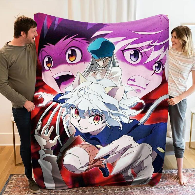 Hunter X Hunter Anime Flannel Throw Blanket, Soft Blanket for Sofa Bed, Pitou Character Print Home Decoration Fan Gift