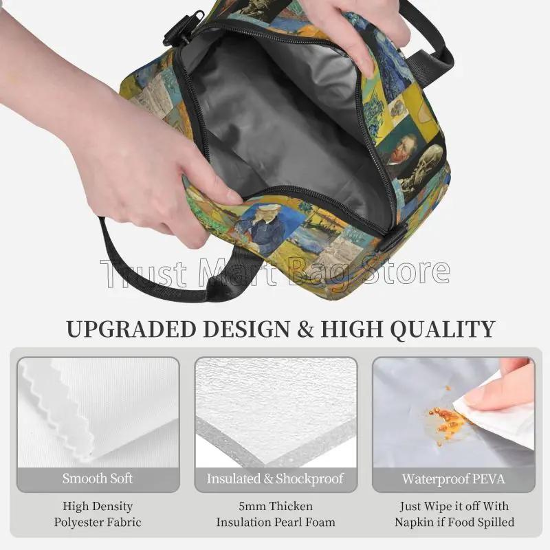 Vincent Van Gogh Painting Insulated Lunch Bag Tote Meal Bag Reusable Portable Thermal Lunch Box Handbags for Work School Picnic