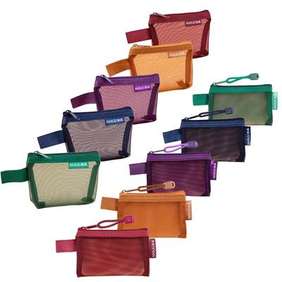 Colorful Bus ID Credit Card Holder Small Bags Mini Mesh Coin Wallet Money Earphone Data Line Storage Bags  Zipper Pouch Travel