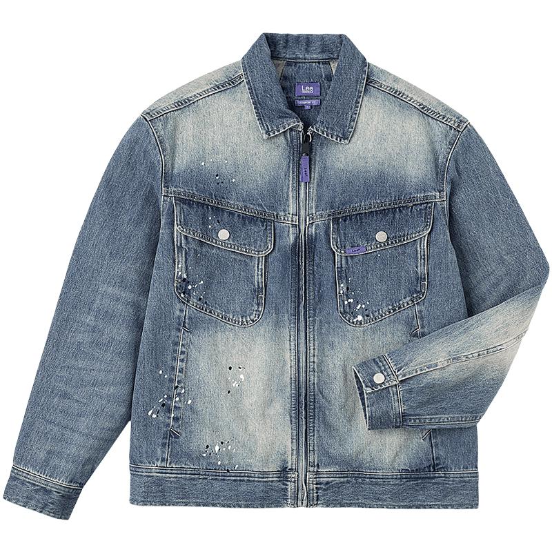 

Мужская джинсовая куртка Lee в стиле ретро с чернильными брызгами M