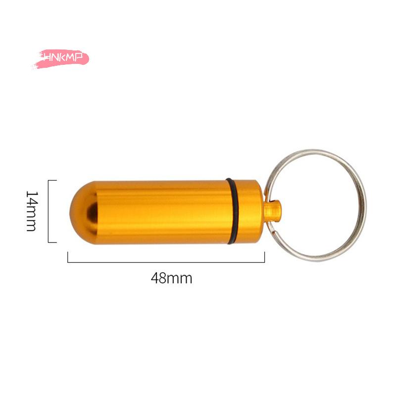 1Pc Portable Waterproof Mini Aluminum Keychain Pill Box - Compact Bottle Case Holder for Medicine Storage