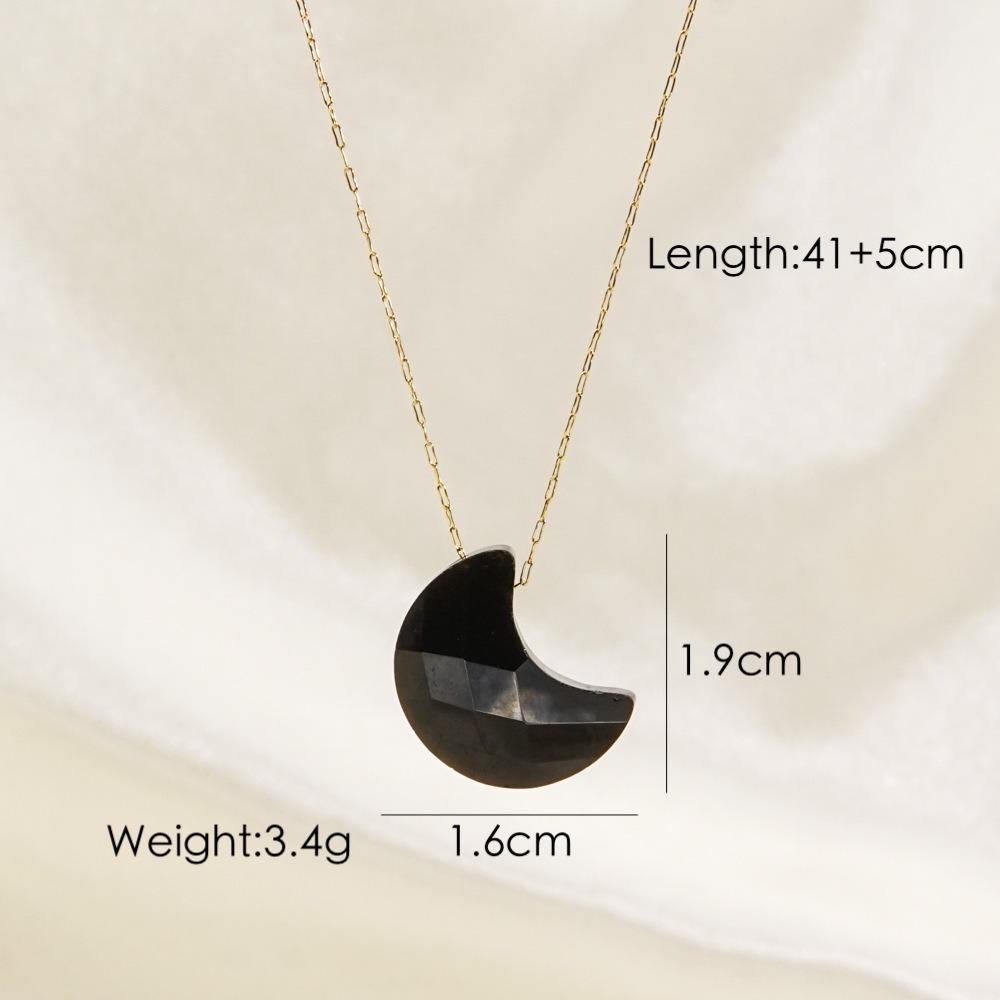 Small Moon Natural Crystal Stone Pendant Necklace for Women Girls Crescent Moon Pendulum Citrines Quartz Purple Crystal Necklace