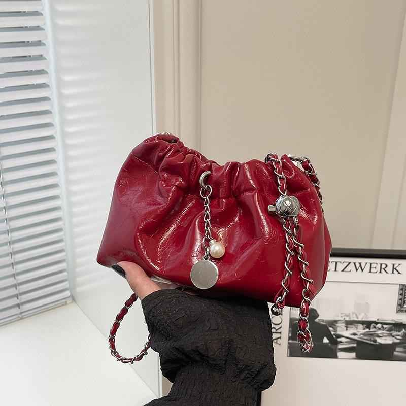 Zarte Nischen-Plissee-Tasche Damen neue Sommer vielseitige Ketten-Umhängetasche Bucket Bag