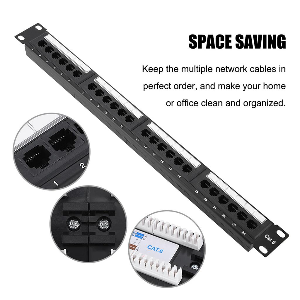 LAN Network Adapter CAT6 24 Port Patch Panel Rack Cable Wall Mounted Bracket Rack Tool