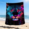 1pc Leopard Print Throw Blanket Polyester Fiber, Lightweight Flannel, Soft & Warm, All Season Use for Outdoor, Camping Digital Print