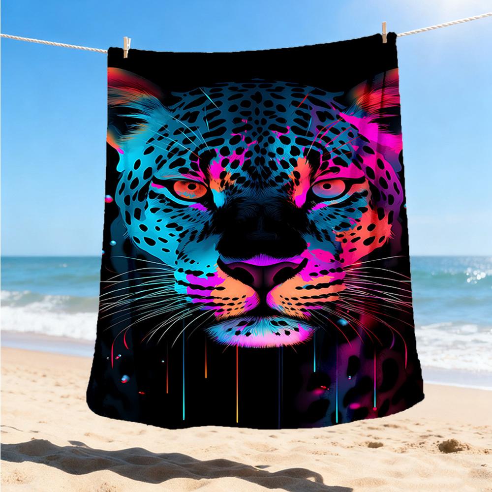 1pc Leopard Print Throw Blanket Polyester Fiber, Lightweight Flannel, Soft & Warm, All Season Use for Outdoor, Camping Digital Print
